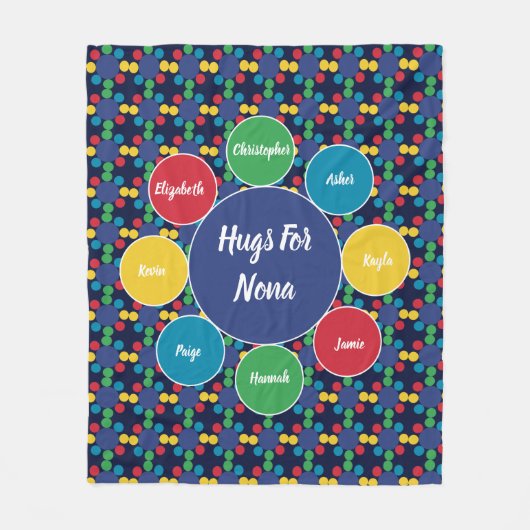 Nona Grandma Grandkids Family Hugs Monogram Fleecedecke (Vorderseite)
