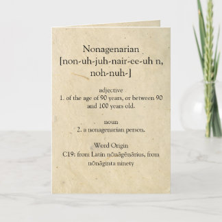 Nonagenar-Wörterbuchbedeutung Glücklicher 90. Karte