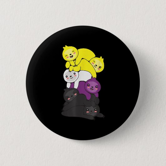 Nonbinär-Flagge Non Binary Pride LGBTQ Faultier _1 Button (Vorderseite)