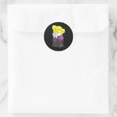 Nonbinär-Flagge Non Binary Pride LGBTQ Faultier _1 Runder Aufkleber (Tasche)