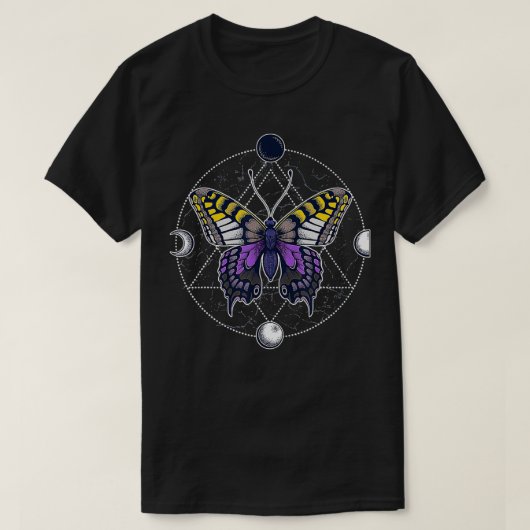 Nonbinäre Butterfly Enby Pride Flagge LGBT Subtile T-Shirt (Design vorne)