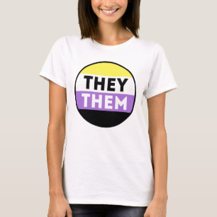 Nonbinäre Button Pronomen - Sie Ihn T-Shirt