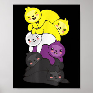 Nonbinäre Flagge Non-binärer Stolz Lgbtq Faultier Poster