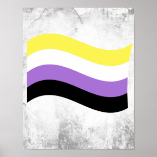 NonBinäre Flagge Schwenkend Poster