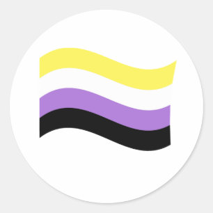 NonBinäre Flagge Schwenkend Runder Aufkleber