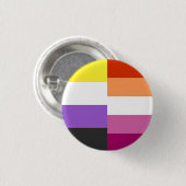 Nonbinäre Lesbische 50-50% (beide) Flaggen-Mashup Button (Vorne & Hinten)