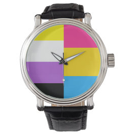 Nonbinäre pansexuelle Doppel-Stolzflagge Armbanduhr