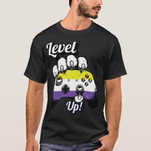 Nonbinärer Pride Level Up Tiger Pfoten Controller  T-Shirt