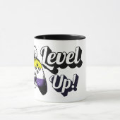 Nonbinärer Stolz Level Up Tiger Pfoten Controller Tasse (Zentrum)