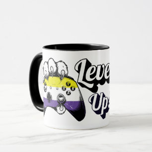 Nonbinärer Stolz Level Up Tiger Pfoten Controller  Tasse