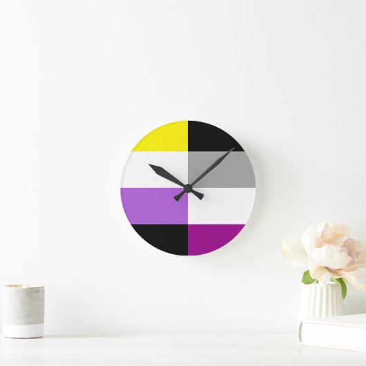 Nonbinary Asexual Dual Pride Flag Runde Wanduhr (Zuhause)