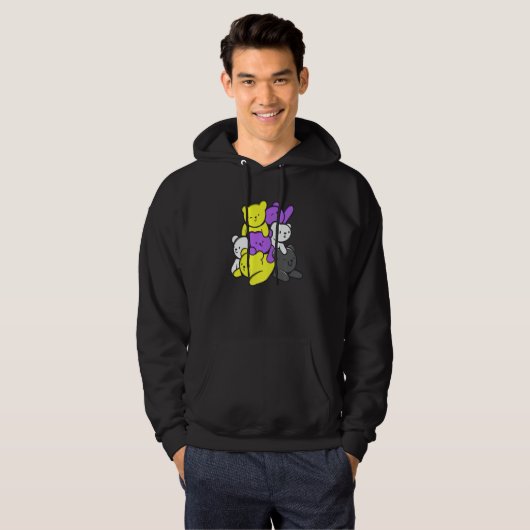 Nonbinary Cute Bears Nonbinary Flag Nonbinary Prid Hoodie (Vorne ganz)