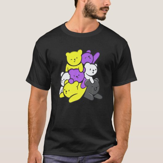 Nonbinary Cute Bears Nonbinary Flag Nonbinary Prid T-Shirt (Vorderseite)