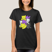 Nonbinary Cute Bears Nonbinary Flag Nonbinary Prid T-Shirt (Vorderseite)