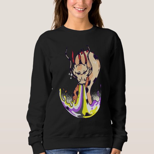 Nonbinary Dragon FIre LGBTQ Nonbinary Flag Nonbina Sweatshirt (Vorderseite)