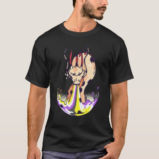 Nonbinary Dragon FIre LGBTQ Nonbinary Flag Nonbina T-Shirt (Vorderseite)