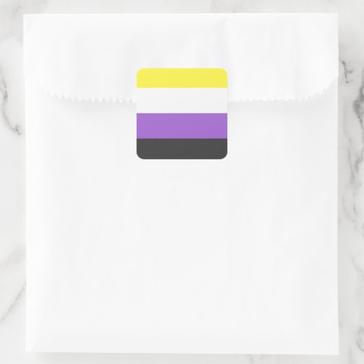 NonBinary Flag Quadratischer Aufkleber (Tasche)