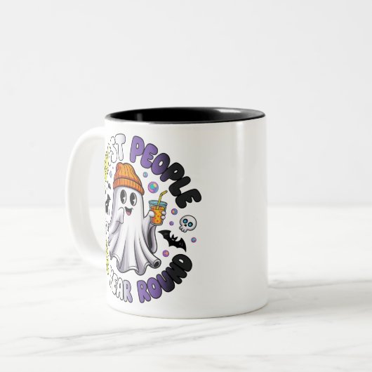 Nonbinary Funny Halloween - Ich Ghost People Zweifarbige Tasse (Vorderseite Links)