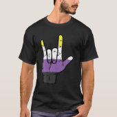 Nonbinary I Love You Hand Sign Language Enby NB Pr T-Shirt (Vorderseite)