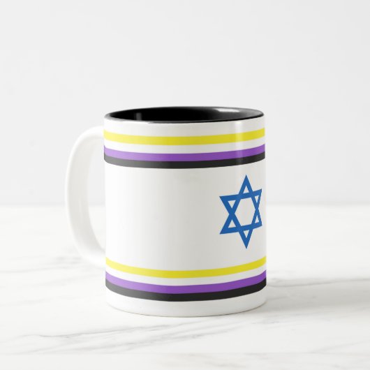 Nonbinary Israel Pride Flag Zweifarbige Tasse (Vorderseite Links)