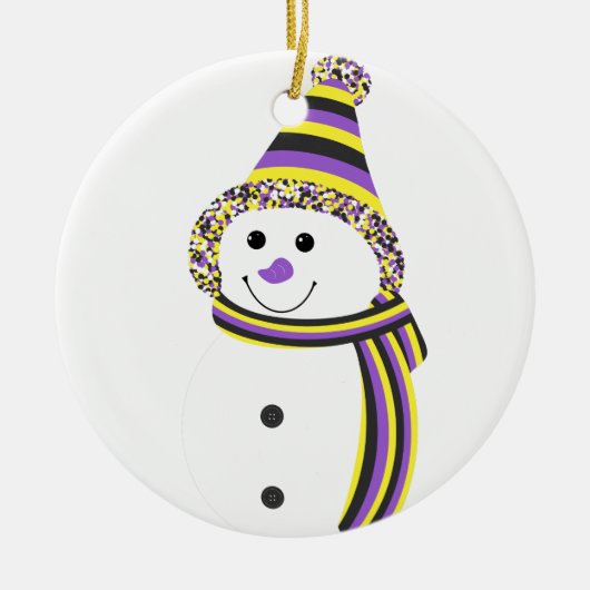 Nonbinary NB Pride Snowman Snowperson Keramik Ornament (Vorne)