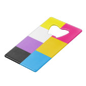 Nonbinary Pansexual Dual Pride Flag Geldbeutel Flaschenöffner (Vorderseite Schrägansicht)