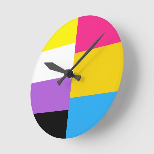 Nonbinary Pansexual Dual Pride Flag Runde Wanduhr (Winkel)