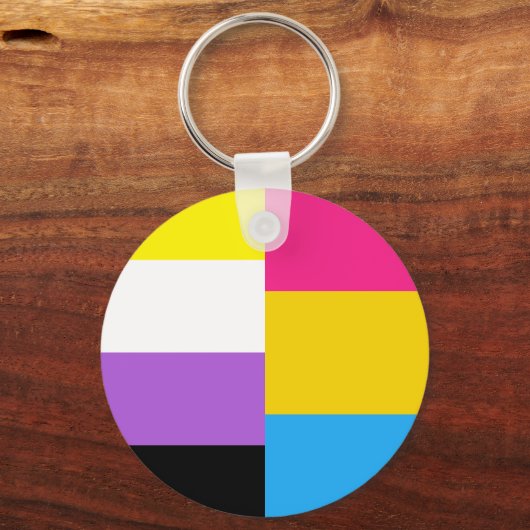 Nonbinary Pansexual Dual Pride Flag Schlüsselanhänger (Vorderseite)