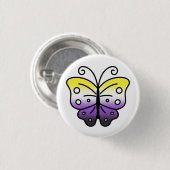 Nonbinary Pride Butterfly Pin Badge Button (Vorne & Hinten)