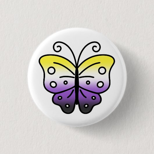 Nonbinary Pride Butterfly Pin Badge Button (Vorderseite)