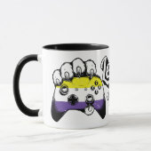 Nonbinary Pride Level Up Tiger Paw Controller Mug Tasse (Links)