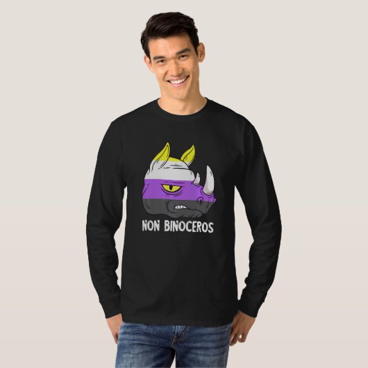 Nonbinary Rhinoceros LGBTQ Nonbinary Flag Nonbinar T-Shirt (Vorne ganz)
