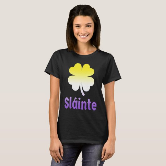 Nonbinary St Patrick's Day Kleeblatt LGBTQ Enby NB T-Shirt (Vorne ganz)