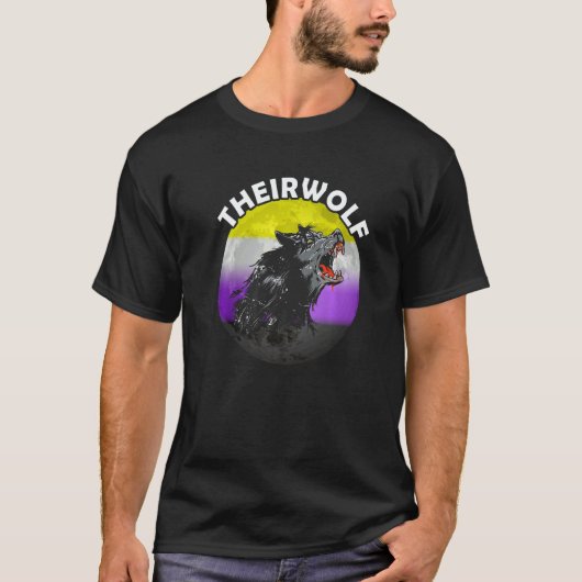 Nonbinary Theirwolf Nonbinary Pride LGBTQ Nonbinar T-Shirt (Vorderseite)