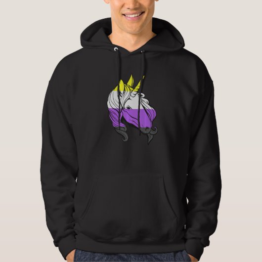 Nonbinary Unicorn Nonbinary Flag LGBTQ Nonbinary P Hoodie (Vorderseite)