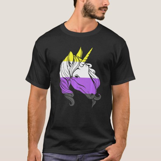 Nonbinary Unicorn Nonbinary Flag LGBTQ Nonbinary P T-Shirt (Vorderseite)