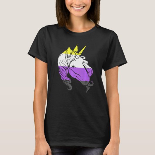 Nonbinary Unicorn Nonbinary Flag LGBTQ Nonbinary P T-Shirt (Vorderseite)
