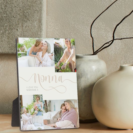 Nonna Calligraphy 4 Foto Cream Tabletop Plaque Fotoplatte