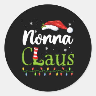 Nonna Claus Santa Grandma Pajamas Runder Aufkleber