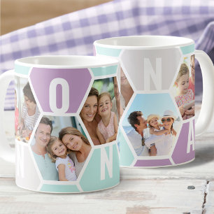 Nonna Editierbar 5 Foto 5 Buchstaben Wabenmuster Kaffeetasse