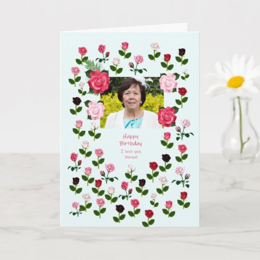 Nonna, Geburtstag, Rose Karte (Kleine Pflanze)