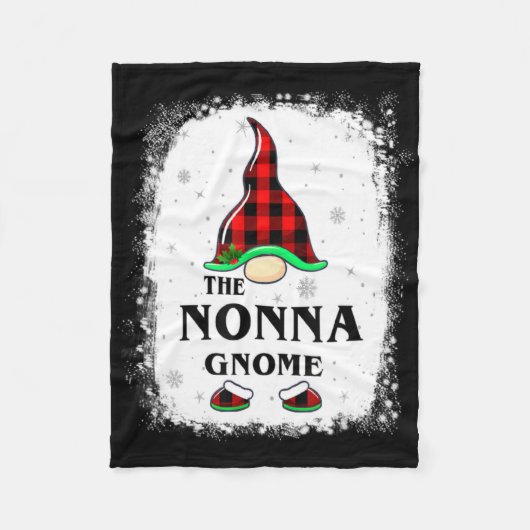 Nonna Gnome Buffalo Plaid Matching Family Xmas Paj Fleecedecke (Vorderseite)