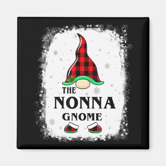 Nonna Gnome Buffalo Plaid Matching Family Xmas Paj Magnet (Vorne)