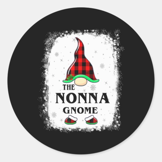 Nonna Gnome Buffalo Plaid Matching Family Xmas Paj Runder Aufkleber (Vorderseite)