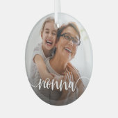 Nonna Grandma Script Overlay Ornament Aus Glas (Vorderseite links)