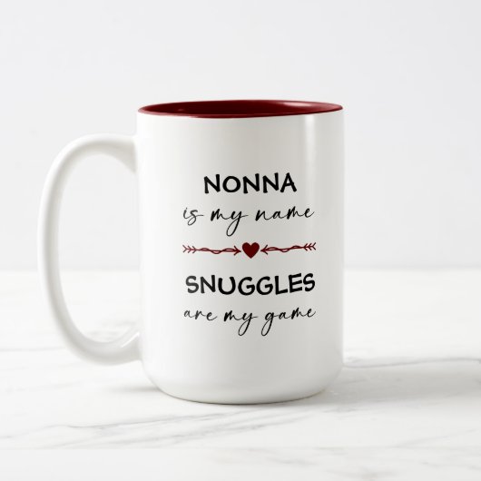 Nonna ist mein Name Schnurrbart sind mein Game Fot Zweifarbige Tasse (Links)