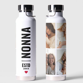 Nonna | Italienische Oma Custom Date 4 Foto Trendy Trinkflasche