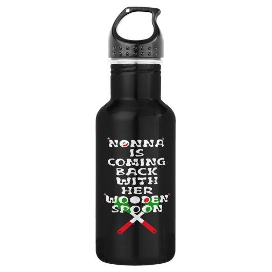 Nonna kommt mit ihrem Holzlöffel zurück Edelstahlflasche (Vorderseite)