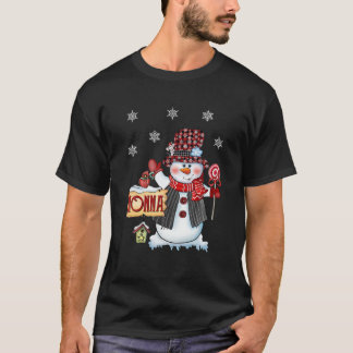 Nonna Snowman Christmas Candy Cane Red Kariert San T-Shirt