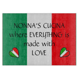 Nonnas Cucina italienische Flaggen-Herzen Schneidebrett
